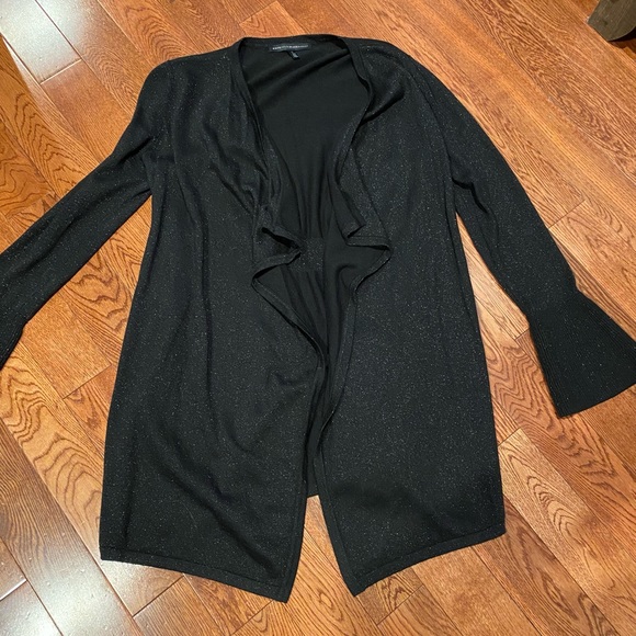 White House Black Market Black Shimmer Bell Sleeve Cardigan - Picture 7 of 9